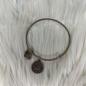 Wind & Fire Silver Boston Strong American Flag Charm Bangle Bracelet